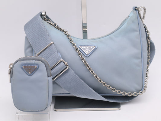 PRADA Nylon Shoulder Bag Blue Shoulder Bag