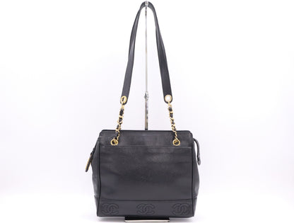 CHANEL Triple Coco Chain Shoulder Bag with GD Hardware and Black Seal, 4104611