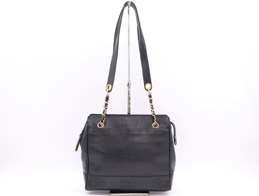 CHANEL Triple Coco Chain Shoulder Bag with GD Hardware and Black Seal, 4104611