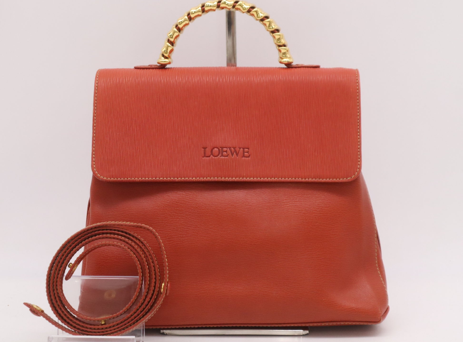 LOEWE Leather Velazquez Handbag Red