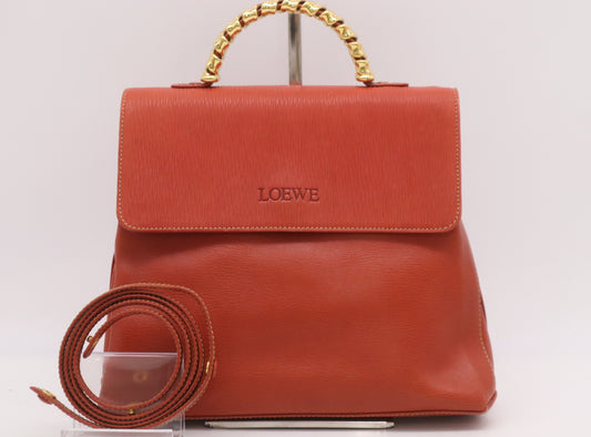 LOEWE Leather Velazquez Handbag Red