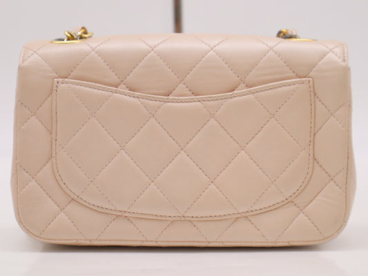 CHANEL Lambskin Mini Matelasse 19 Shoulder Bag, S-Flap, S-Chain, GD Hardware, Beige, Seal, 6681685