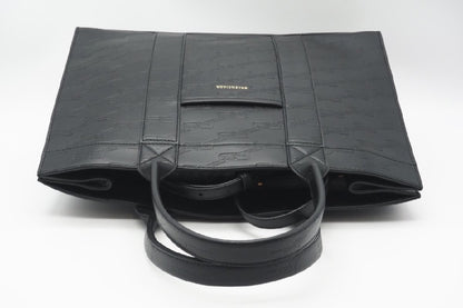 BALENCIAGA BB Monogram Hardware Shopping Bag Black Handbag