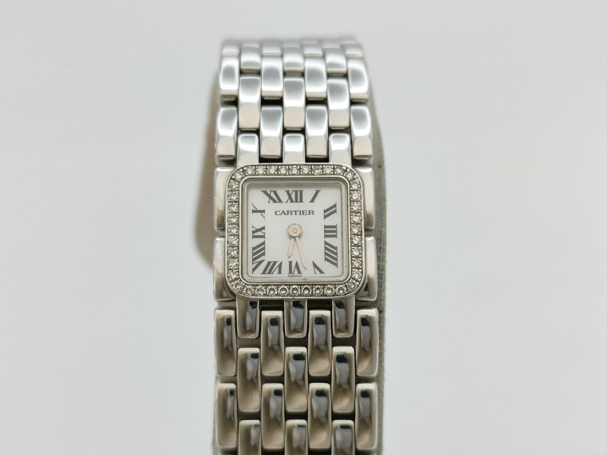 Cartier Panthère Mini Ribbon WG3002T8 2422 43903CD Quartz White Dial 18K Gold Women's Watch