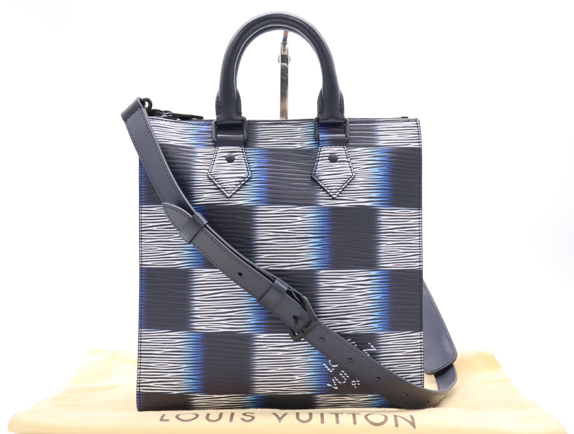 LOUIS VUITTON M23957 Damier Rush Epi Leather XL Sac Plat Crossbody Bag RFID Verified No Serial Tag Dust Bag and Shoulder Strap Included