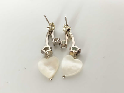 Folli Follie Folli Follie SV925 Shell and Stone Heart Earrings 5.3g