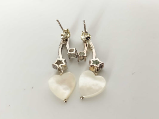 Folli Follie Folli Follie SV925 Shell and Stone Heart Earrings 5.3g