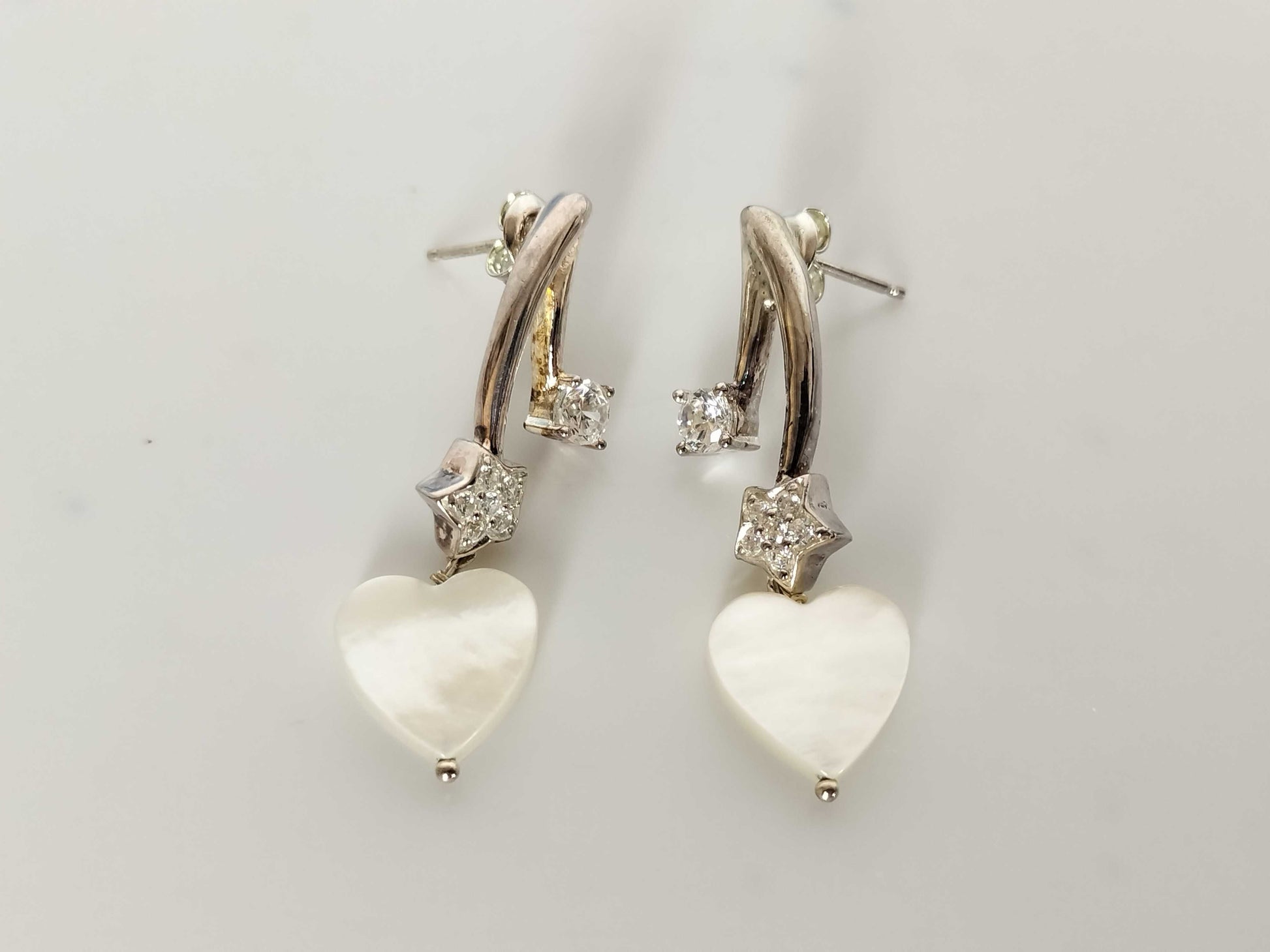 Folli Follie Folli Follie SV925 Shell and Stone Heart Earrings 5.3g
