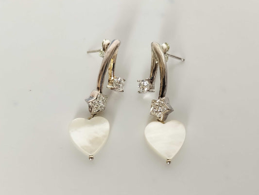 Folli Follie Folli Follie SV925 Shell and Stone Heart Earrings 5.3g