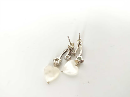 Folli Follie Folli Follie SV925 Shell and Stone Heart Earrings 5.3g