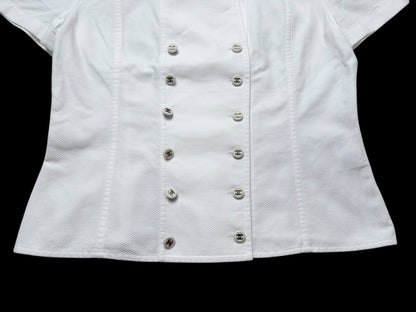 CHANEL 1995 Cropped Jacket White Top with Coco Button