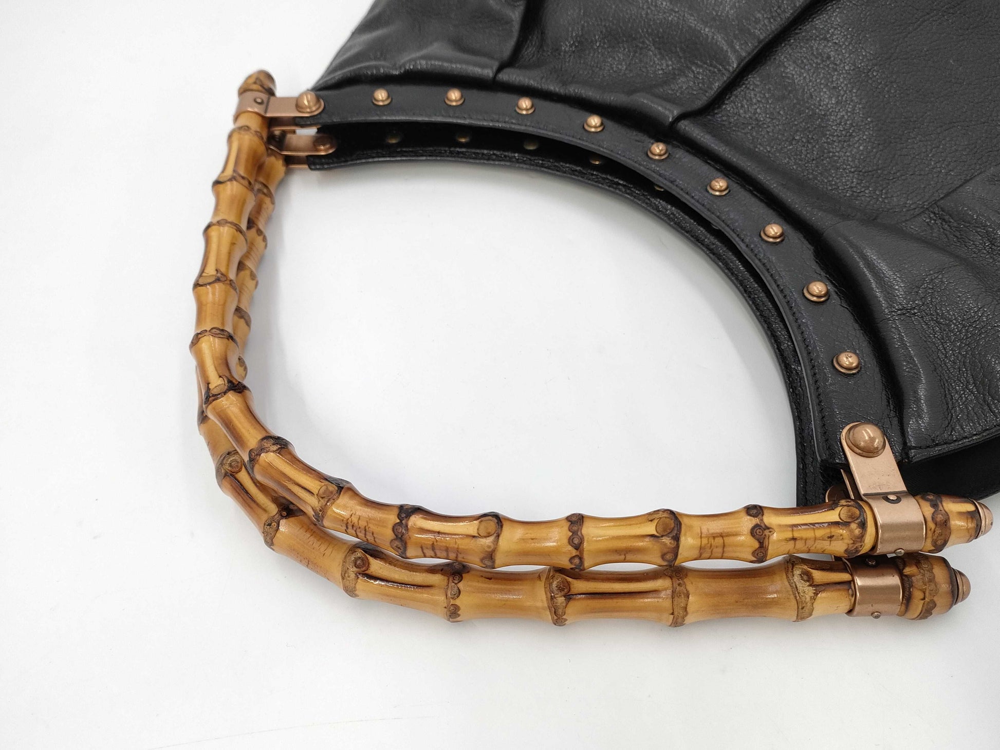 GUCCI Bamboo Stud Handbag in Black