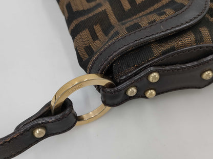FENDI Zucca Shoulder Handbag Brown