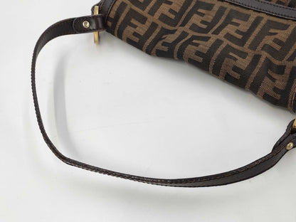 FENDI Zucca Shoulder Handbag Brown