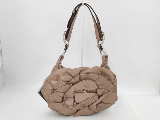 SAINT LAURENT YSL Flower One-Shoulder Leather Rib Shoulder Bag