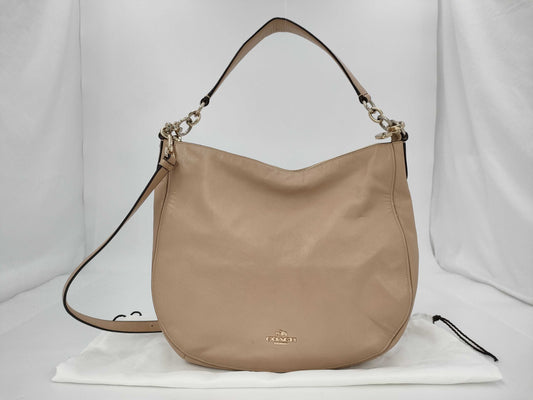 COACH Leather Shoulder Bag Beige Shoulder Bag