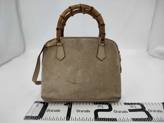 GUCCI Bamboo Suede Shoulder Bag