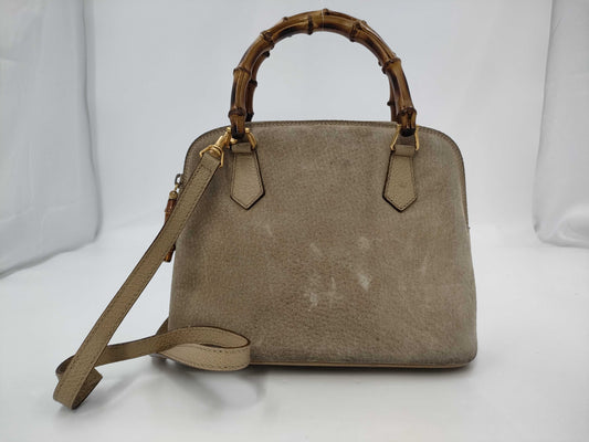 GUCCI Bamboo Suede Shoulder Bag