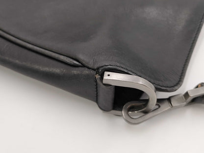 GUCCI Bamboo Leather One-Shoulder Bag Black Handbag