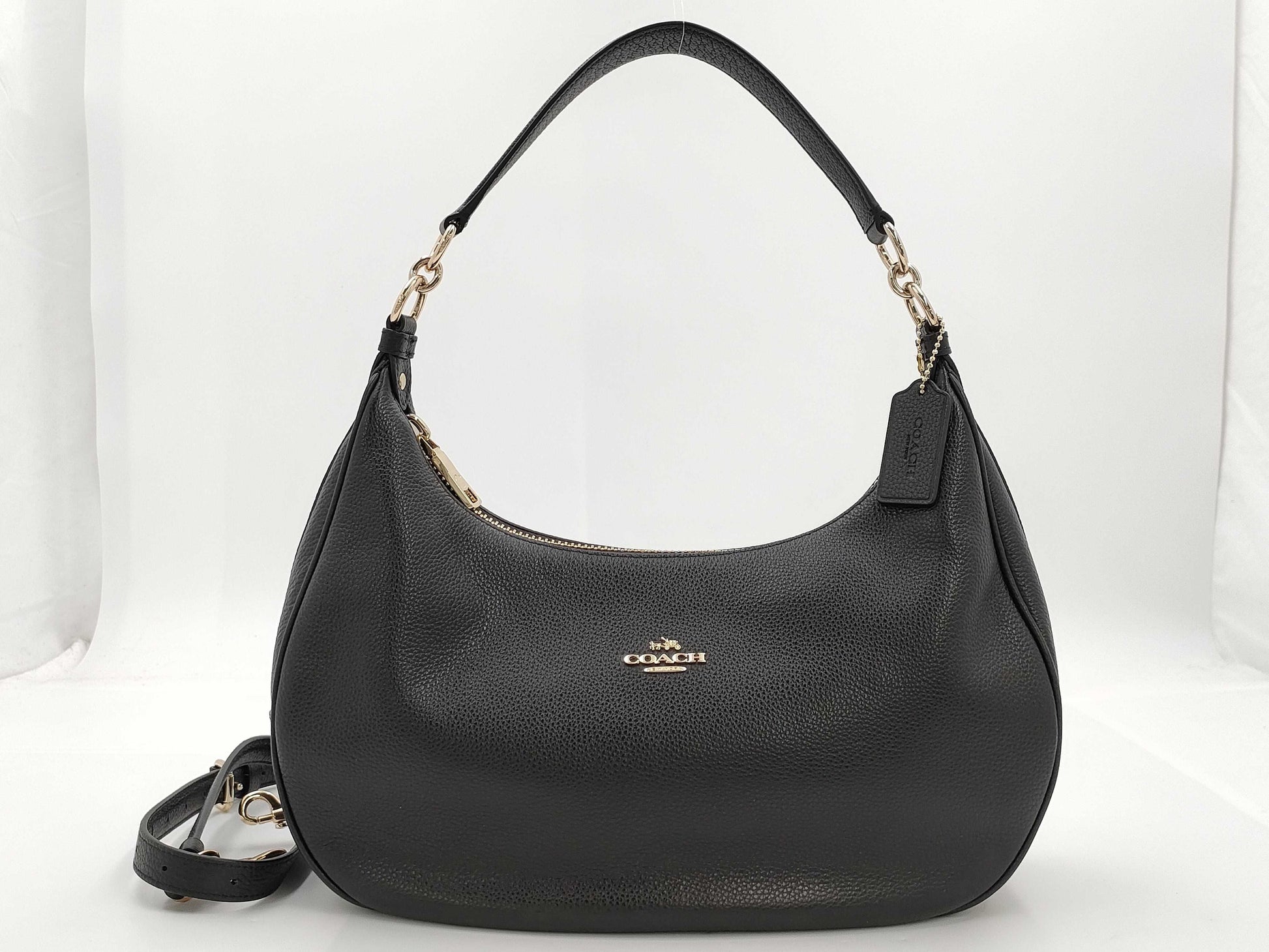 COACH Leather 2-Way One-Shoulder Black Handbag