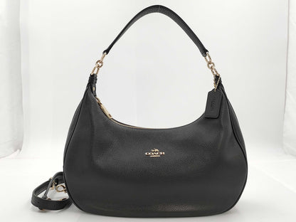 COACH Leather 2-Way One-Shoulder Black Handbag