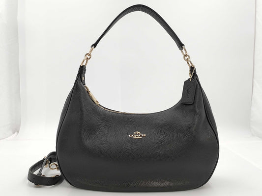COACH Leather 2-Way One-Shoulder Black Handbag