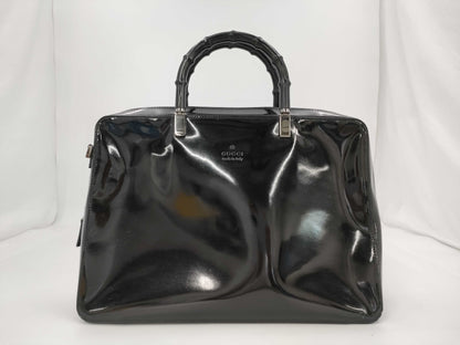 GUCCI Bamboo Enamel Handbag Black Handbag