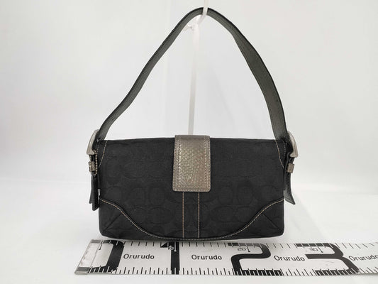 COACH Signature One-Shoulder Black Handbag