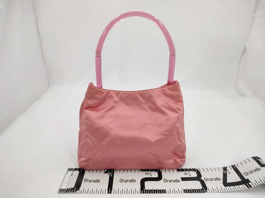 PRADA Satin Tote Bag with Plastic Handles, Pink
