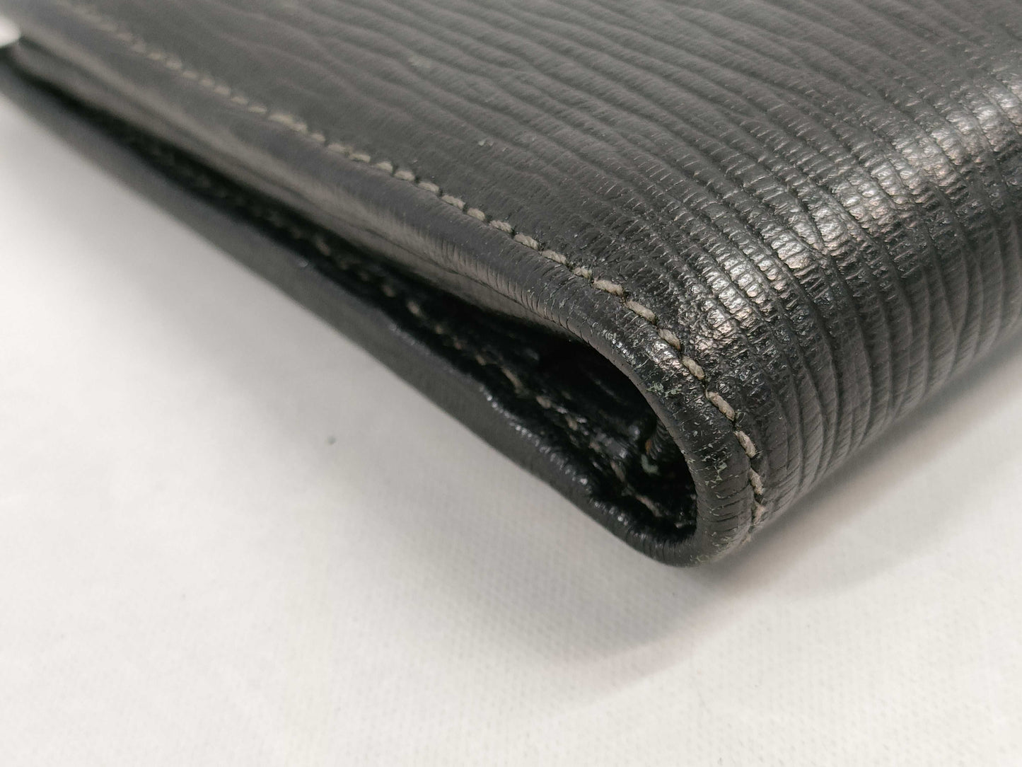Salvatore Ferragamo Leather Folding Wallet Black Billfold
