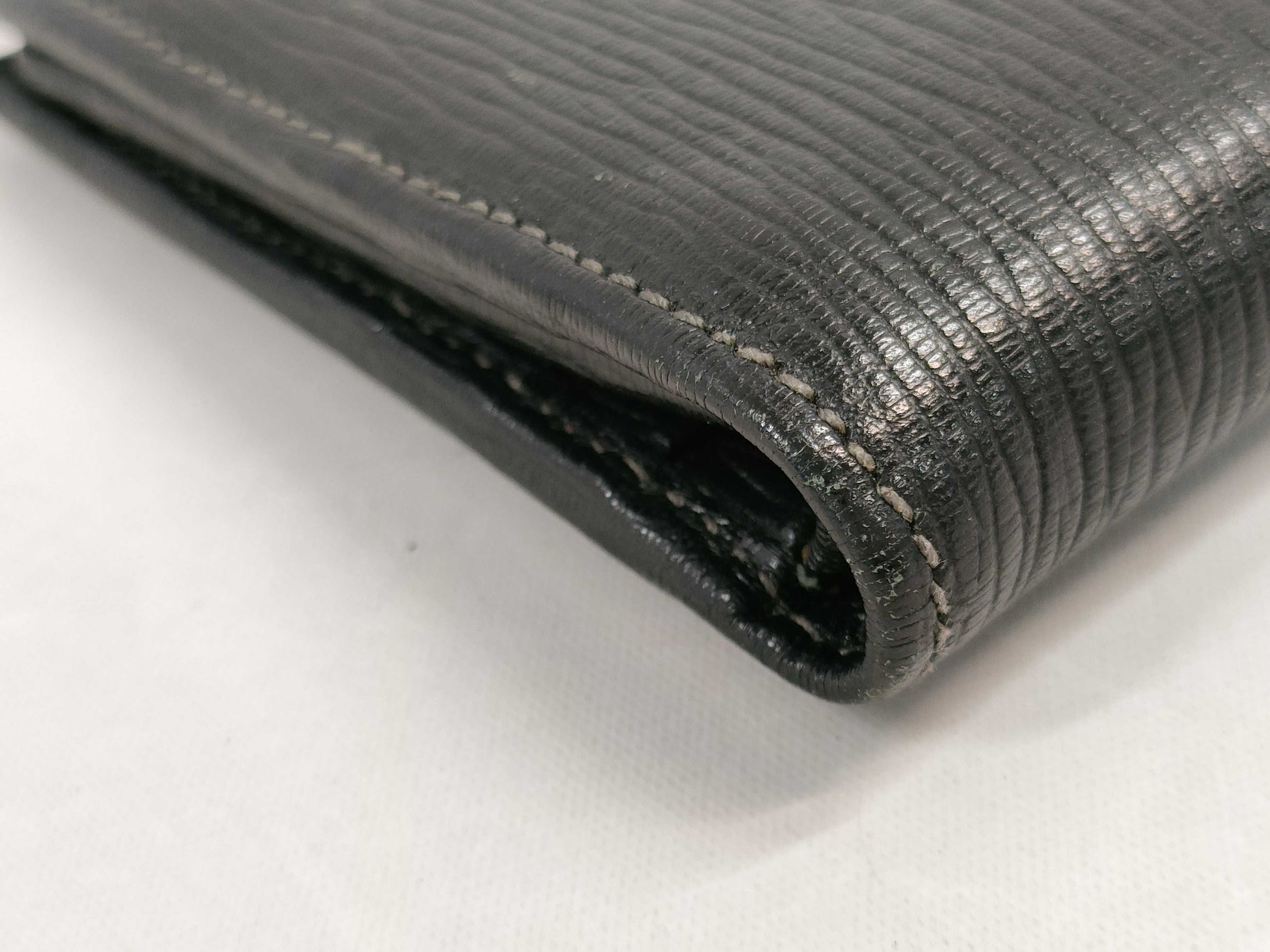 Salvatore Ferragamo Leather Folding Wallet Black Billfold