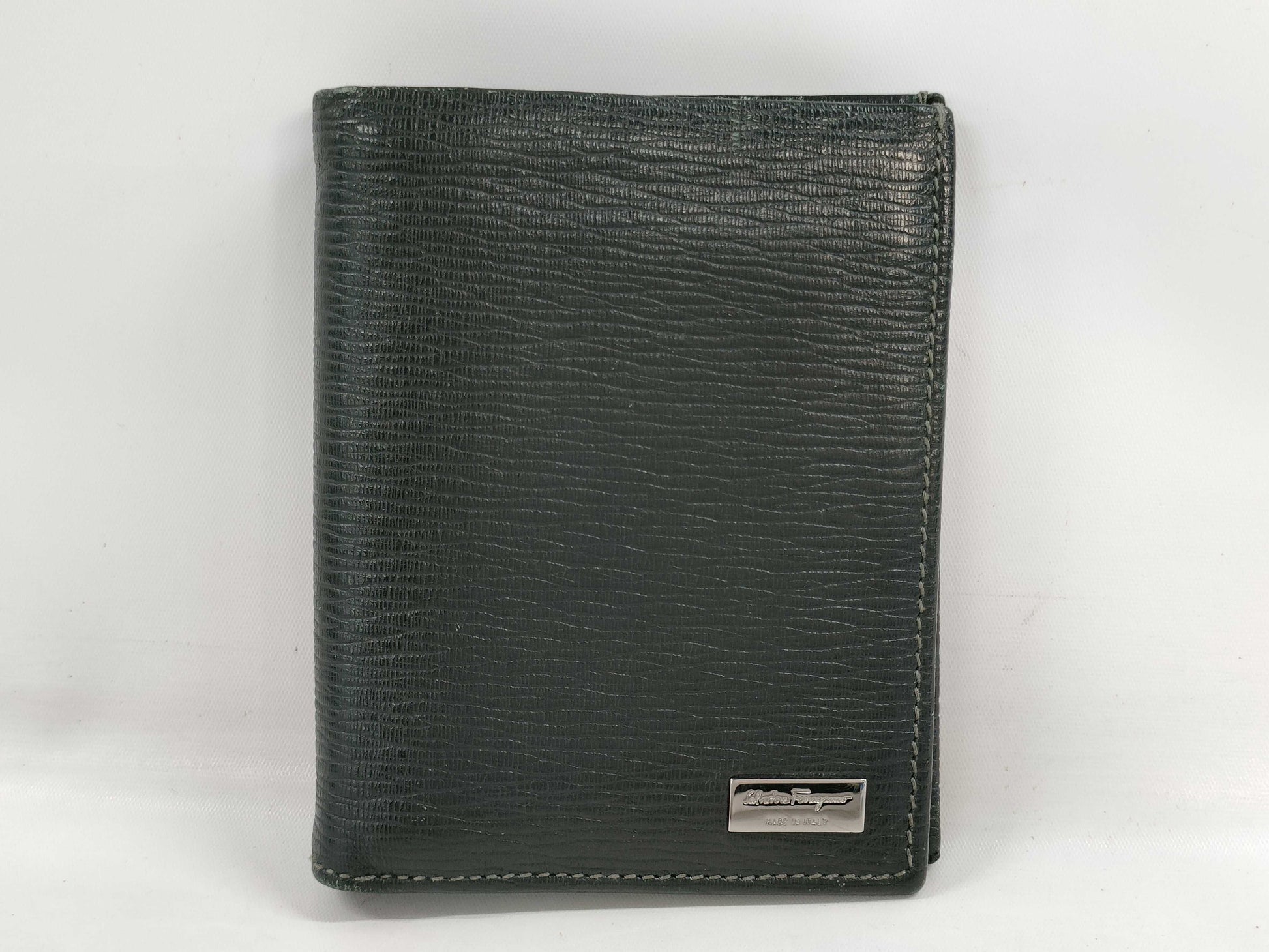 Salvatore Ferragamo Leather Folding Wallet Black Billfold