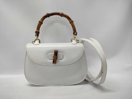 GUCCI Bamboo White Handbag
