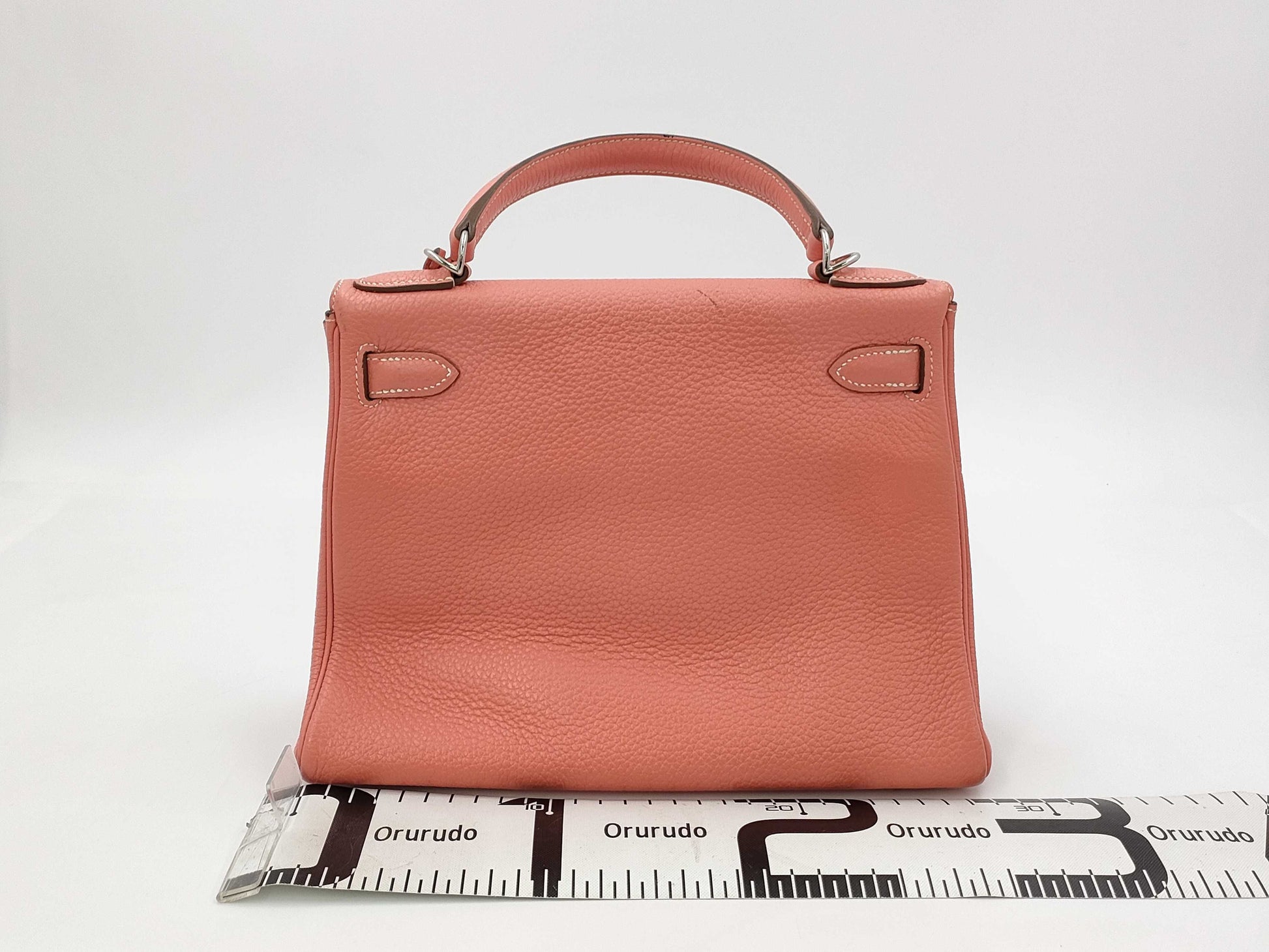 HERMES Kelly 28 Taurillon Crevette Handbag Q