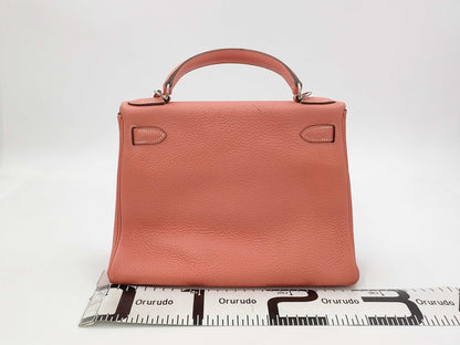HERMES Kelly 28 Taurillon Crevette Handbag Q