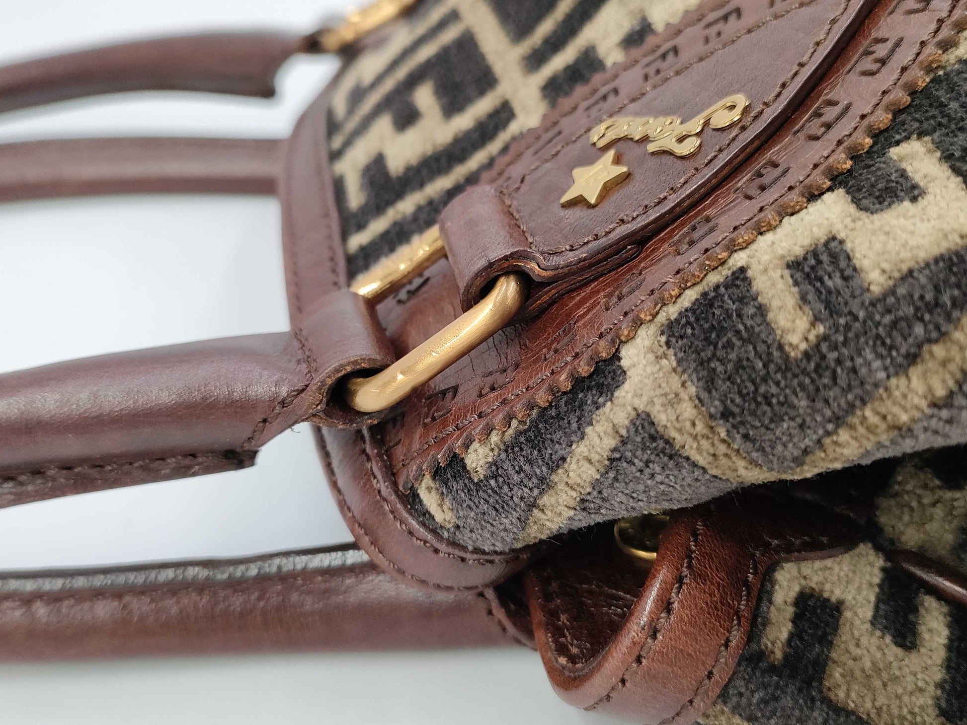 FENDI Zucca Pile Tote Handbag