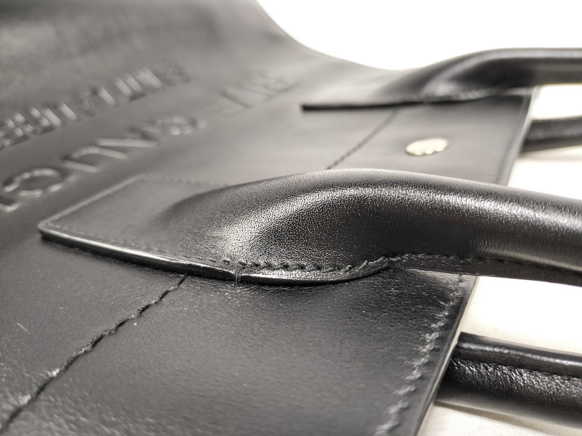 SAINT LAURENT RIVE GAUCHE Square Tote Bag in Black Leather with Embossed Logo