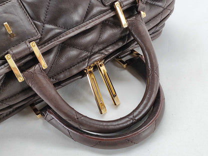 LOEWE Amazona 28 Quilted Leather Handbag in Dark Brown with Pouch