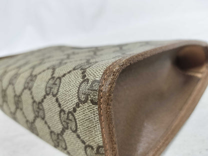 GUCCI GG Supreme Clutch Bag, GG Supreme Sherry Line Interlocking Accents, Brown/Beige, 89.01.030