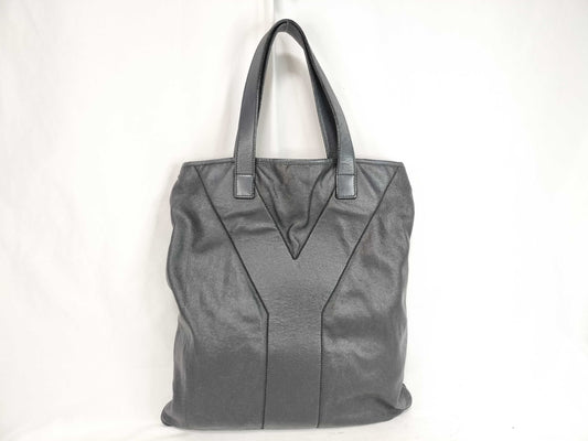 Yves Saint Laurent Yves Saint Laurent YVES SAINT LAURENT Y-Stitch Vertical Tote Canvas Leather Black Tote Bag