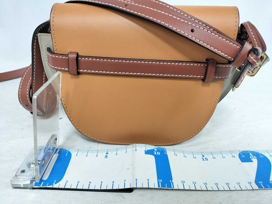 LOEWE Gate Shoulder Bag, Two-Tone Leather, Brown and Beige