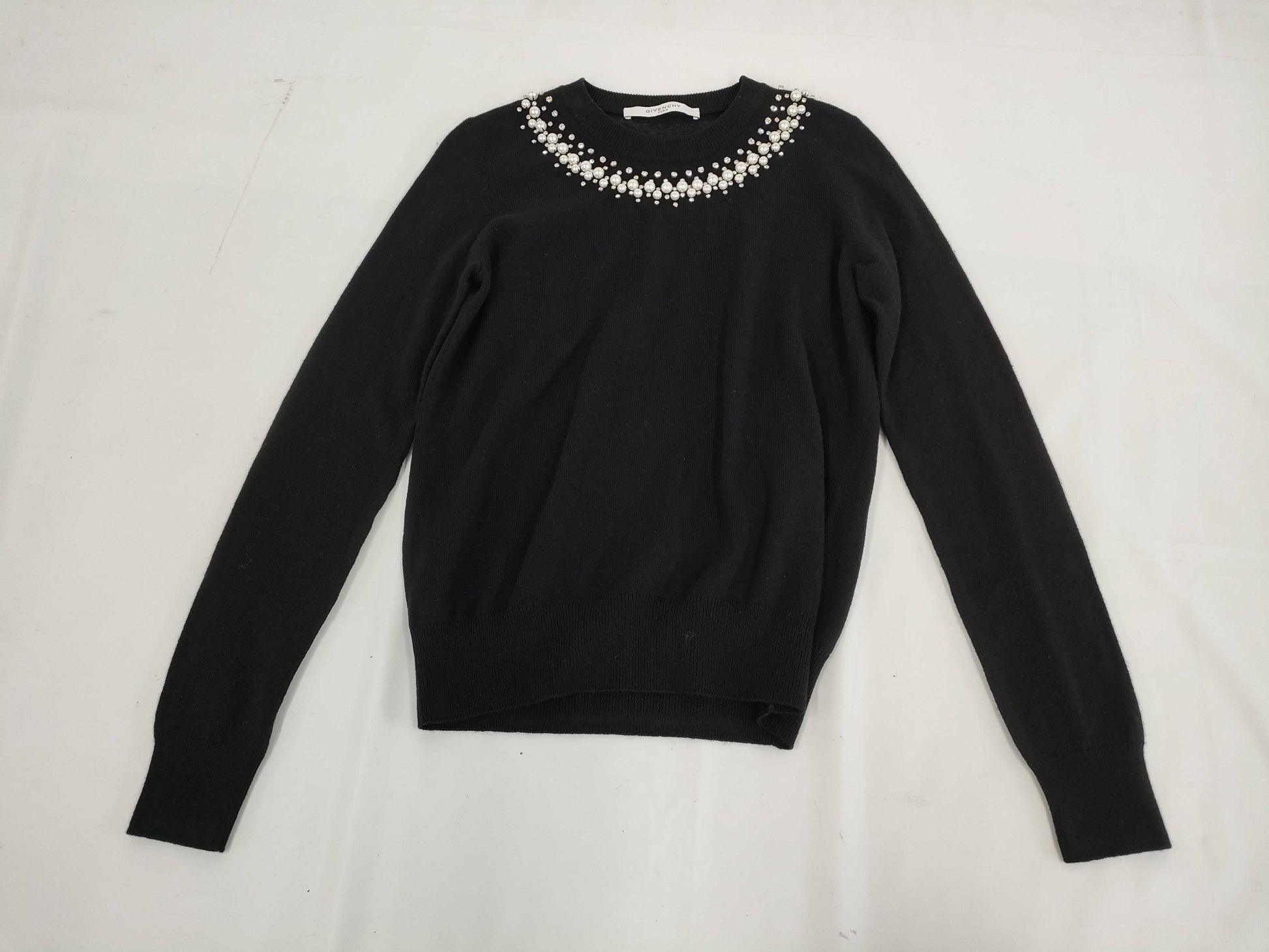 GIVENCHY Pearl Beaded Neck Knit XS Top