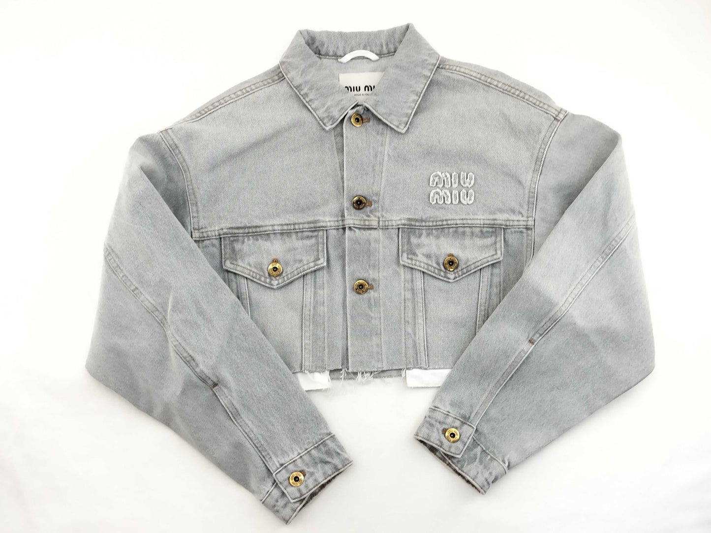 Miu Miu Miu Cropped Logo Denim Jacket