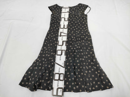 CHANEL Coco Mark Print Silk Dress, Black, Size 34, P44350 Dress