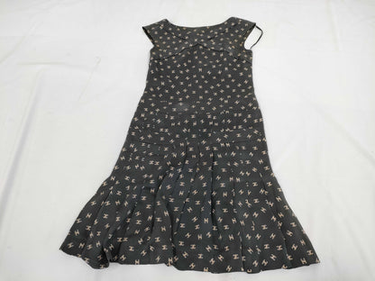 CHANEL Coco Mark Print Silk Dress, Black, Size 34, P44350 Dress