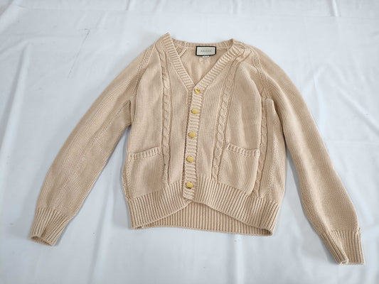 GUCCI Gold Button Cotton Knit Cardigan XS