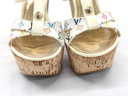LOUIS VUITTON LOUIS VUITTON Louis Vuitton Multicolor Wedge Cork Sandals Size 37 Sandals