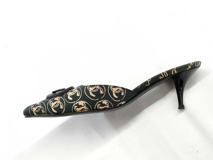 CHANEL Coco Mark All-Over Print Mules, Size 35 1/2