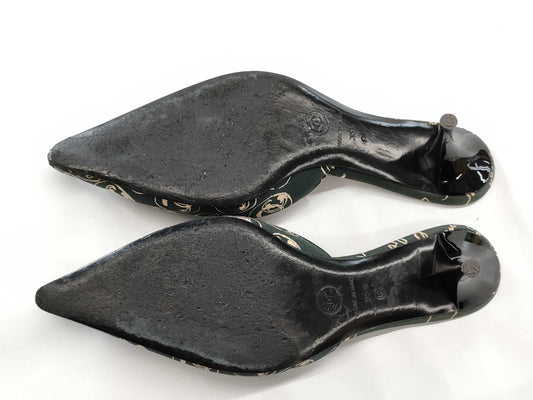 CHANEL Coco Mark All-Over Print Mules, Size 35 1/2