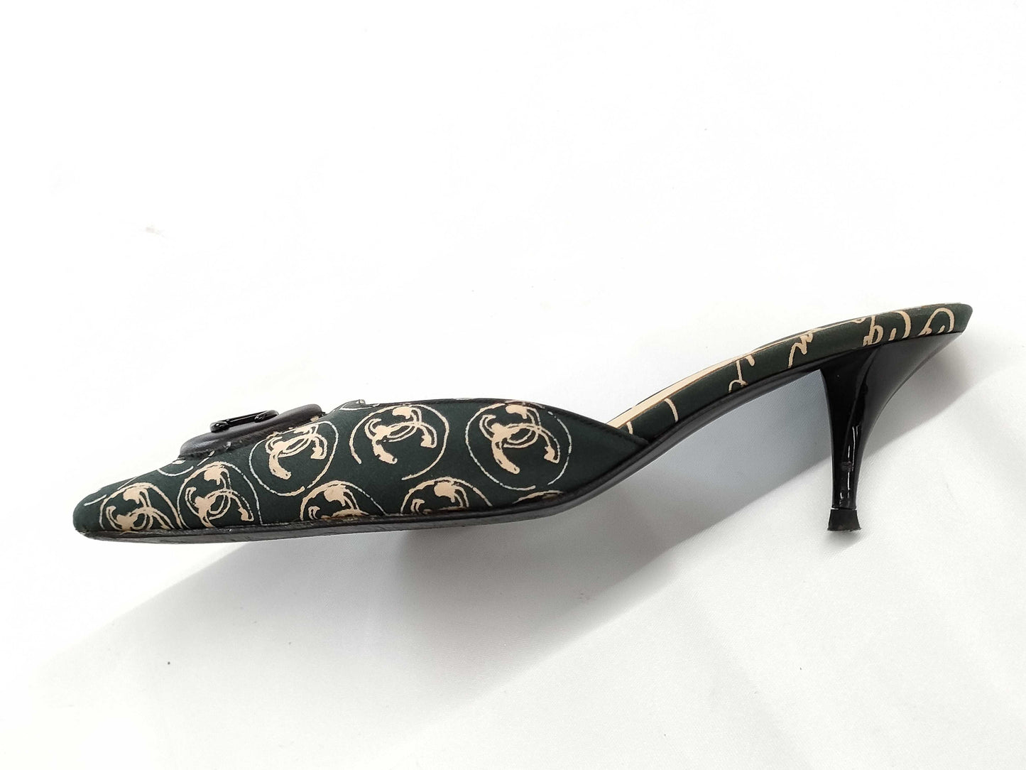 CHANEL Coco Mark All-Over Print Mules, Size 35 1/2